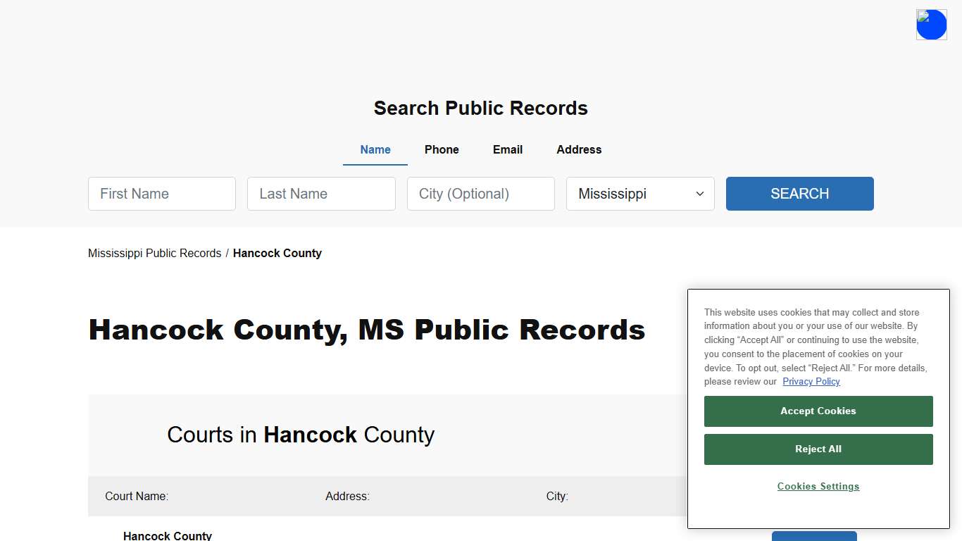 Hancock County, MS Public Court, Arrest and Inmate Records - ThePublicIndex