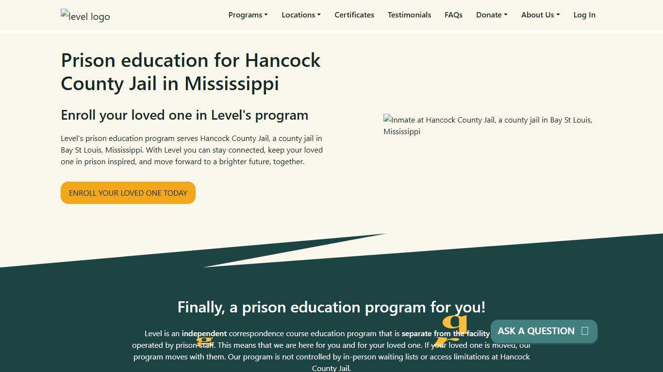 Prison Education For Hancock County Jail - Level
