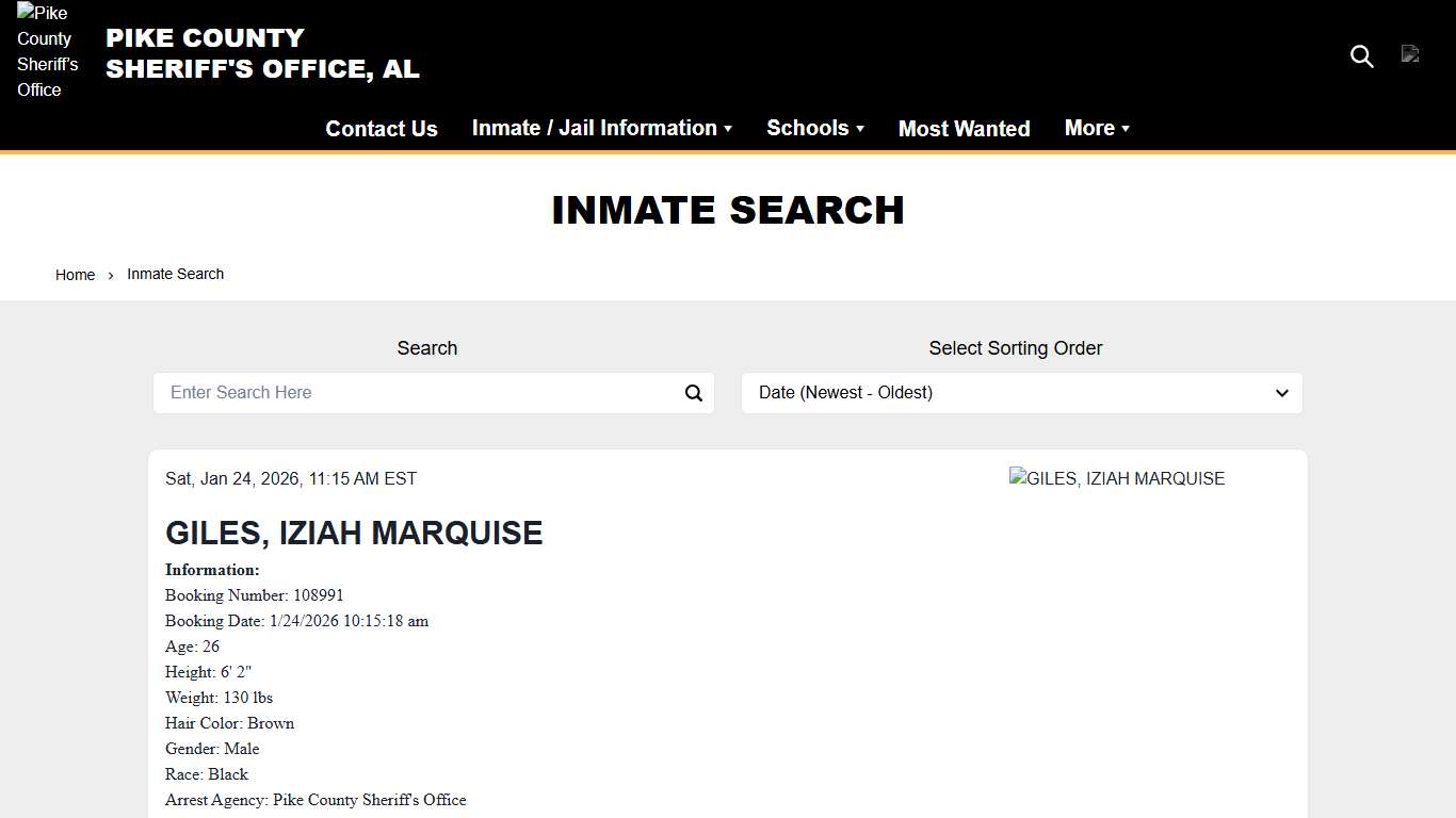 Inmate Search Pike County Sheriff’s Office (AL)
